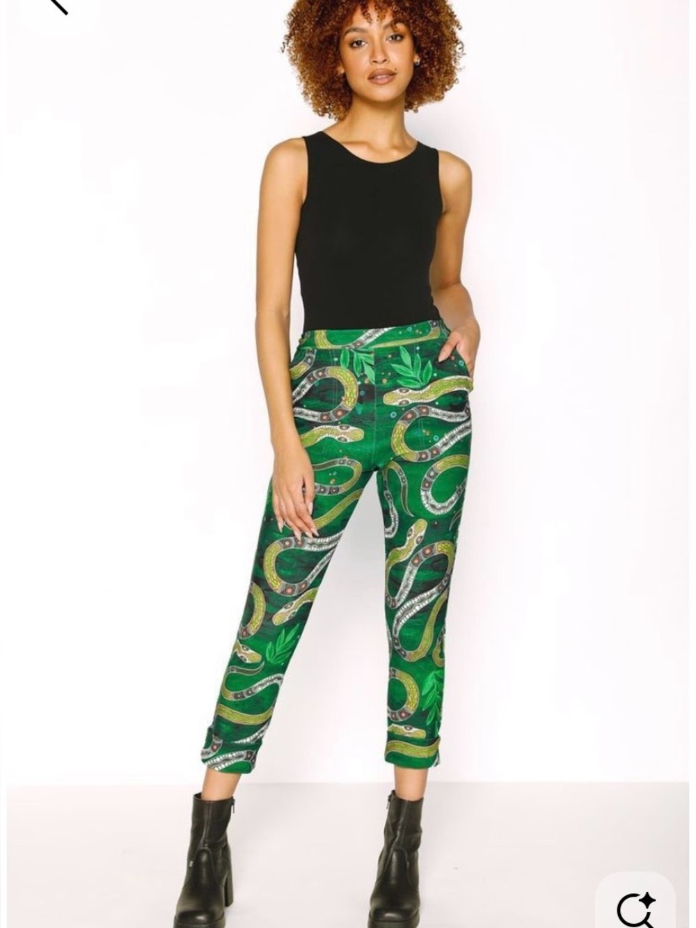 BlackMilk Clothing Green Tree Snake Cuffed Pants S Small Melanie Hava pristine